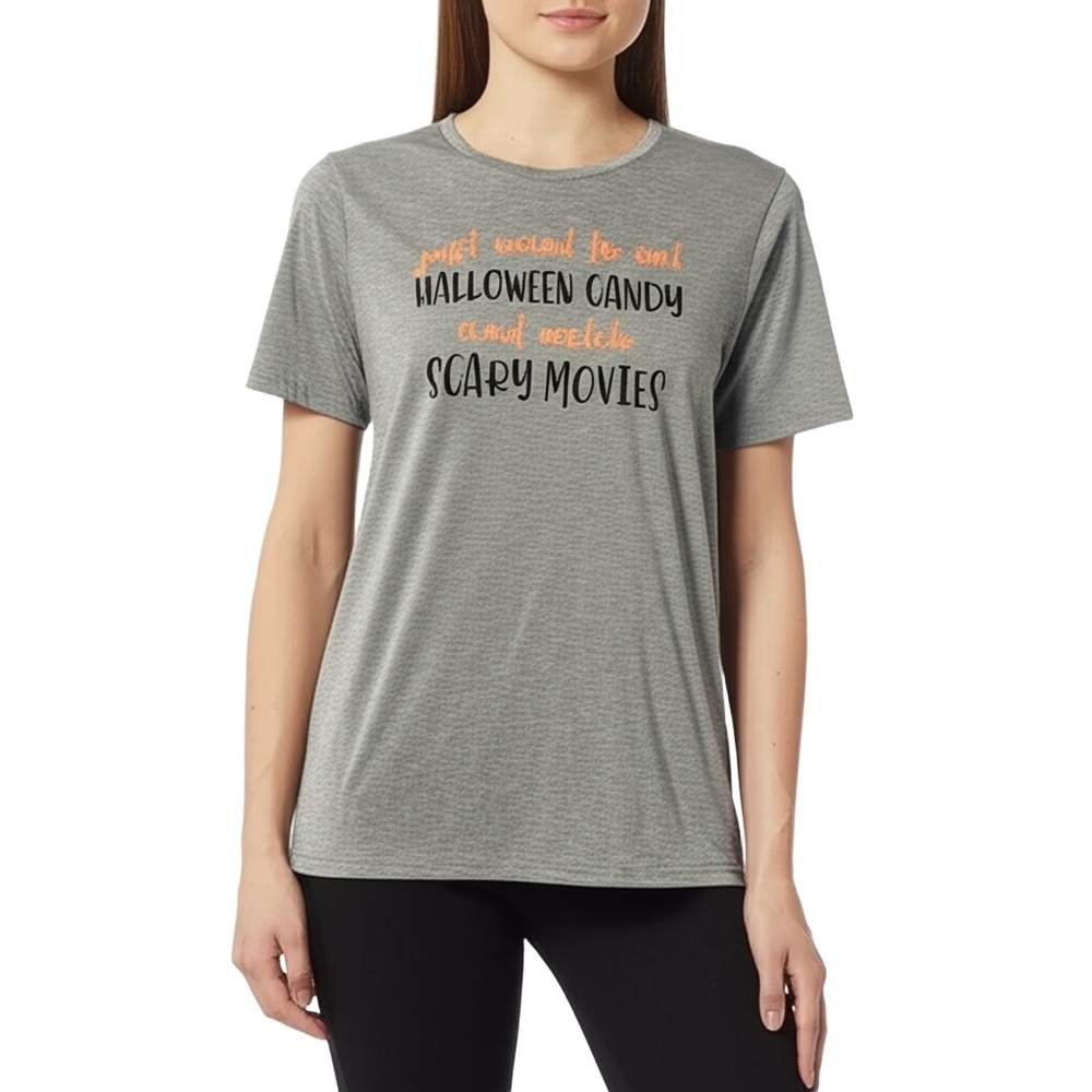 CELEBRATE HALLOWEEN Womens T-Shirt Size M Heather Grey Graphic Spooky Fun